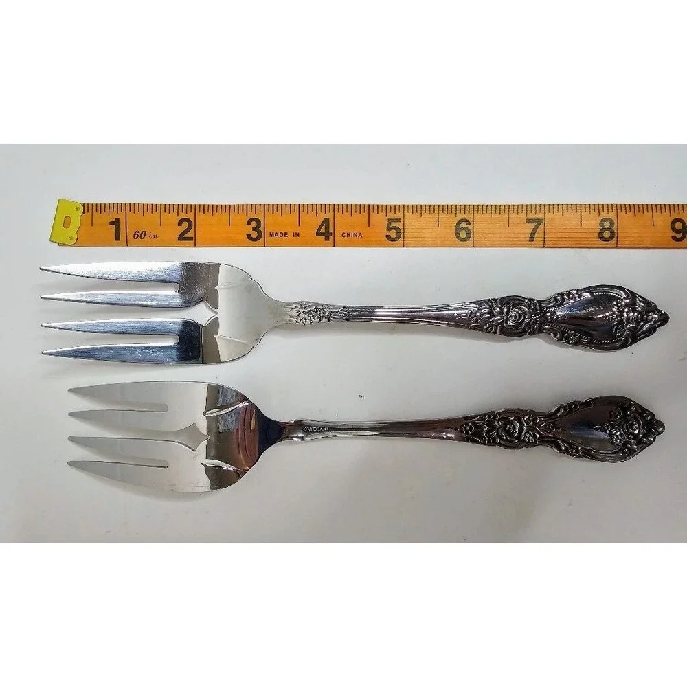 Oneida Words Wordsworth Pattern Silver Plated Serving/Salad Forks - Set of 2